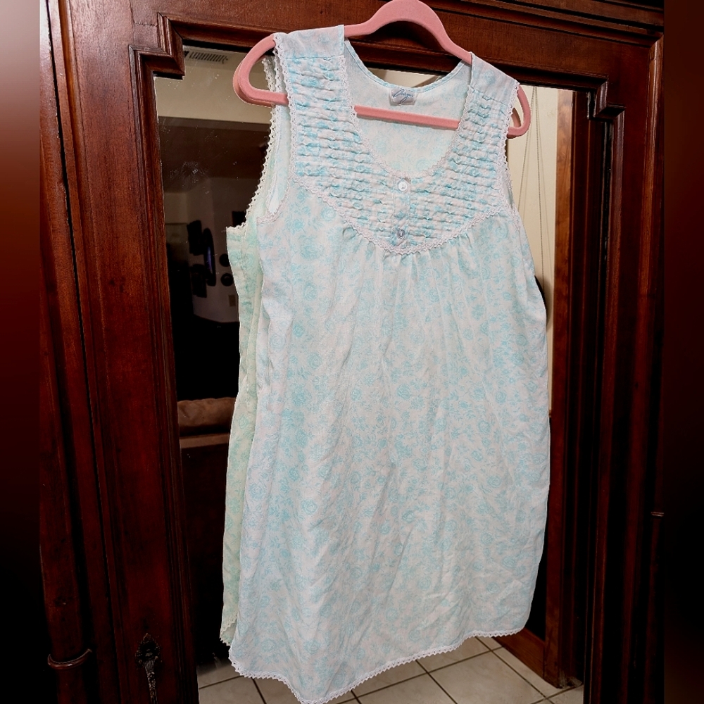 Vintage Cinejour Pajamas Sleeveless Floral PJ's Dress Lightweight Lace Large